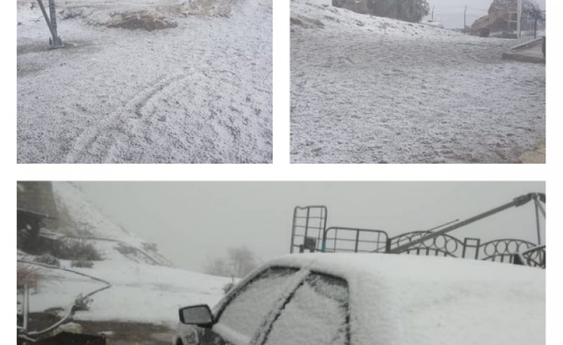بارش برف در ارتفاعات کوه بیرک/ مسیر ارتباطی 15 روستا در مهرستان مسدود شد